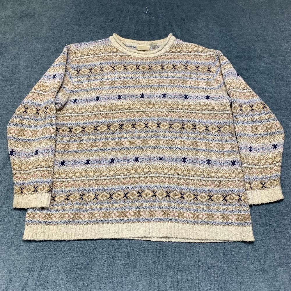 Elisabeth by Liz Claiborne Sweater Womens 2 Petite Beige Aztec Acrylic Winter
